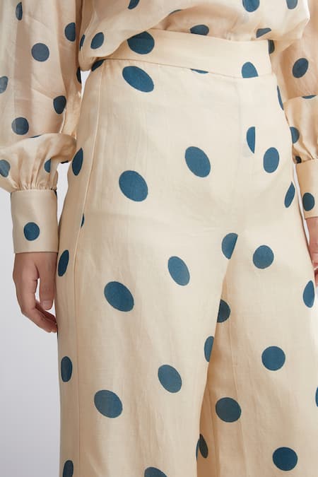 Shop_Koai_White Chanderi Silk Polka Dot Pant For Kids_Online_at_Aza_Fashions