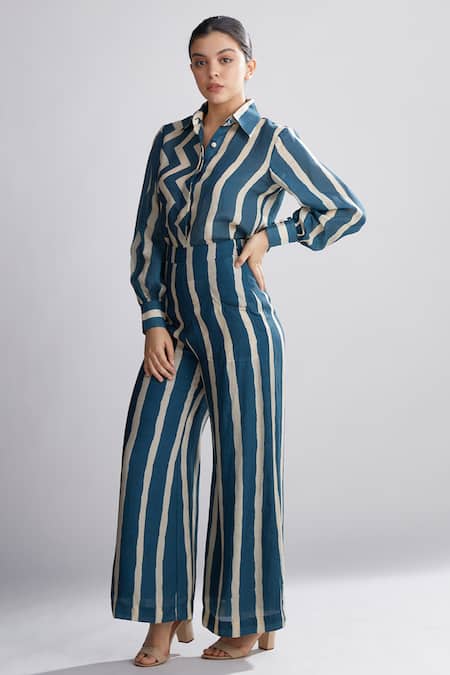 Koai Chanderi Silk Striped Pant For Kids