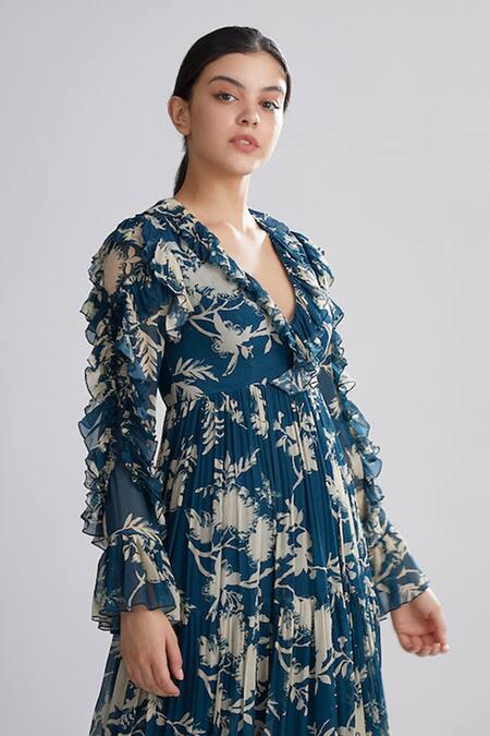 Shop_Koai_Green Chiffon Floral Print Maxi Dress_Online_at_Aza_Fashions