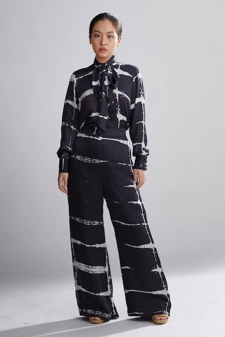 KoAi Black Silk Shibori Pant 