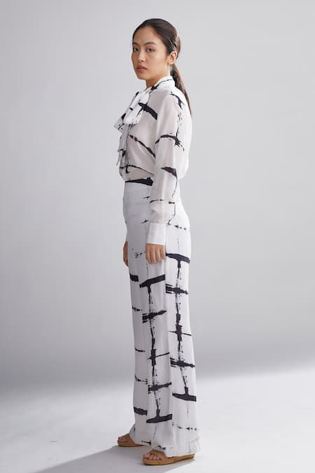 Koai_White Cotton, Silk Shibori Pant For Kids_Online_at_Aza_Fashions