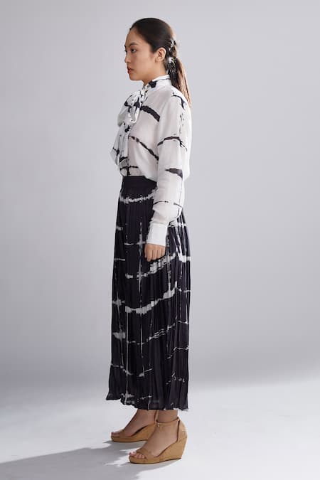 Koai_Black Chanderi Silk Shibori Pant_Online_at_Aza_Fashions