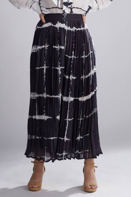 Buy_Koai_Black Chanderi Silk Shibori Pant_Online_at_Aza_Fashions