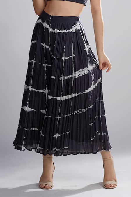 Buy_Koai_Black Chanderi Silk Shibori Skirt _Online_at_Aza_Fashions