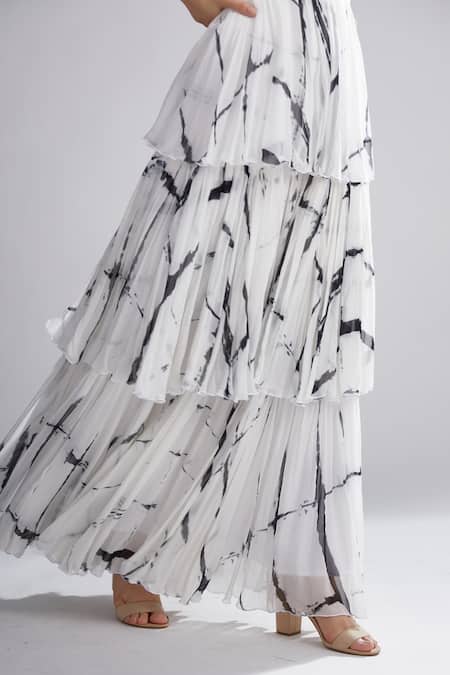 Koai_White Chiffon Shibori Layered Maxi Dress _at_Aza_Fashions