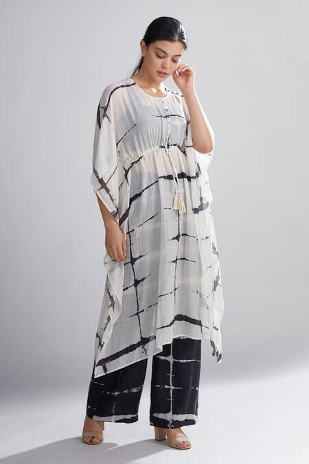 Koai_Black Chanderi Silk Shibori Pant For Kids_Online_at_Aza_Fashions