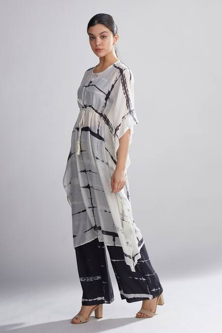 Buy_Koai_Black Chanderi Silk Shibori Pant For Kids_Online_at_Aza_Fashions