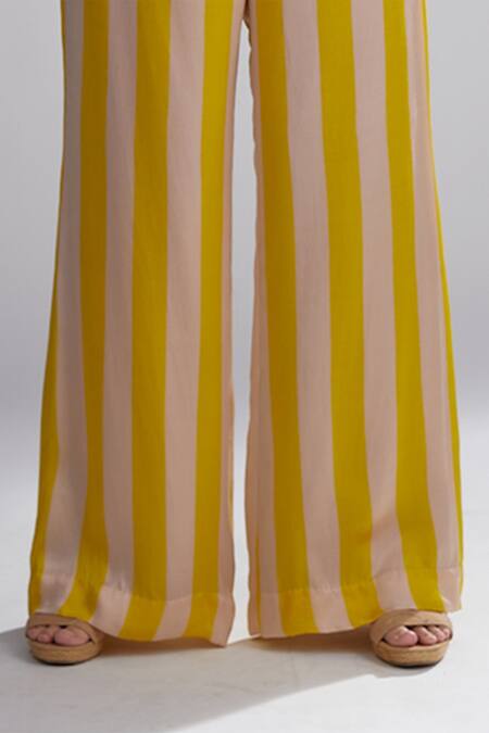 Buy_Koai_Yellow Silk Striped Pant For Kids_Online_at_Aza_Fashions