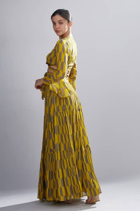 Koai Geometric Print Pleated Skirt 