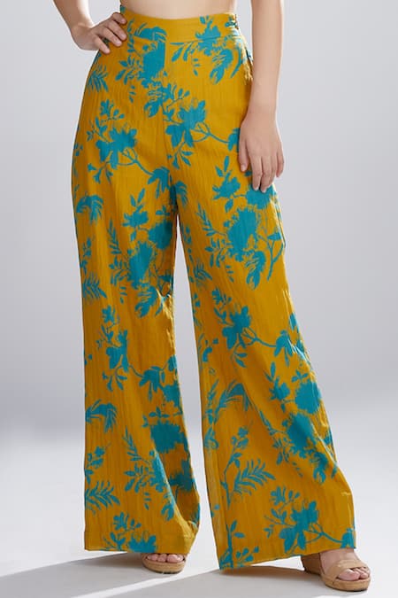 Koai Chanderi Silk Floral Print Pant For Kids