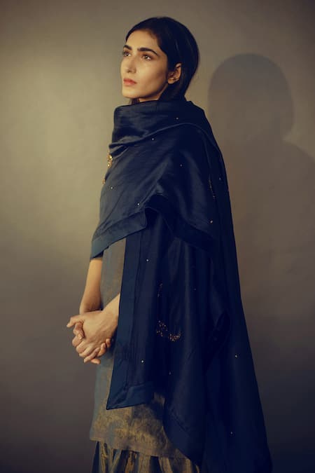 Shorshe Clothing Embroidered Chanderi Stole 