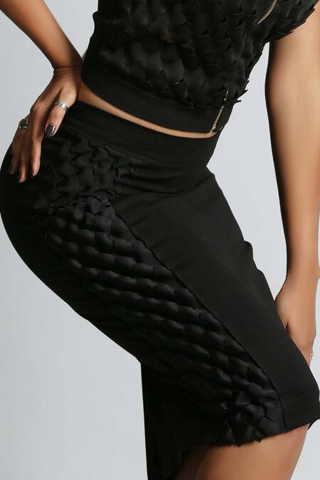 Shop_Deepika Arora_Black Pencil Skirt_Online_at_Aza_Fashions