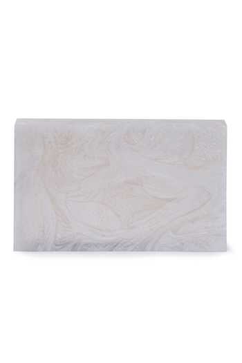 Shop Be Chic White Pearl Floral Embellished Box Clutch at Aza Fashions Shop_Be Chic_White Pearl Floral Embellished Box Clutch_at_Aza_Fashions