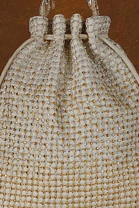 Lovetobag Gold Crystals, Beads, Diamonds Zoya Embellished Potli Bag at Aza Fashions Lovetobag_Gold Crystals, Beads, Diamonds Zoya Embellished Potli Bag _at_Aza_Fashions