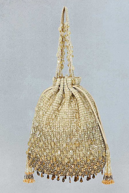 Buy Lovetobag Gold Crystals, Beads Opal Tassel Potli Bag Online at Aza Fashions Buy_Lovetobag_Gold Crystals, Beads Opal Tassel Potli Bag _Online_at_Aza_Fashions