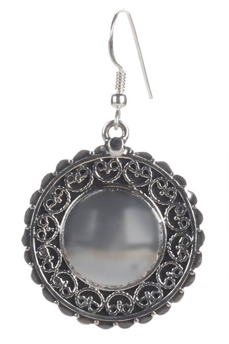 Buy_Sangeeta Boochra_Silver Plated Cut Work Handmade Carved Danglers _Online_at_Aza_Fashions