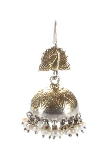 Buy_Sangeeta Boochra_Gold Plated Beads And Silver Drop Jhumkas _Online_at_Aza_Fashions
