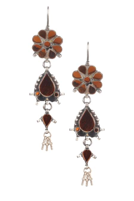 Sangeeta Boochra Handmade Floral Glass Stone Danglers 