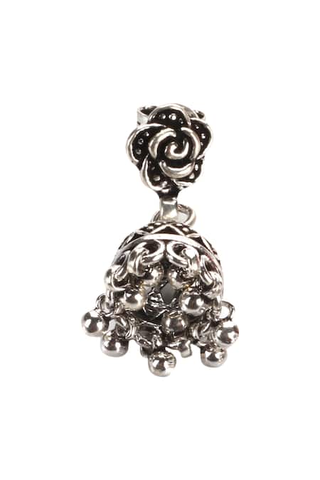 Buy_Sangeeta Boochra_Silver Plated Cut Work Handmade Floral Jhumkas _Online_at_Aza_Fashions
