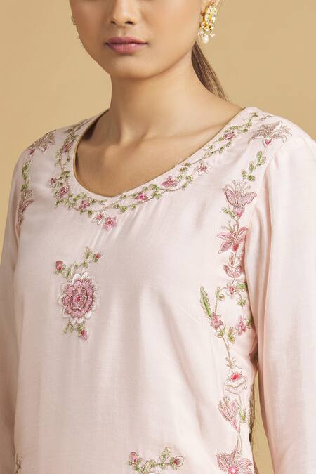 Rahul Singh Pink Net, Chanderi Silk Embroidered Kurta Set at Aza Fashions Rahul Singh_Pink Net, Chanderi Silk Embroidered Kurta Set _at_Aza_Fashions