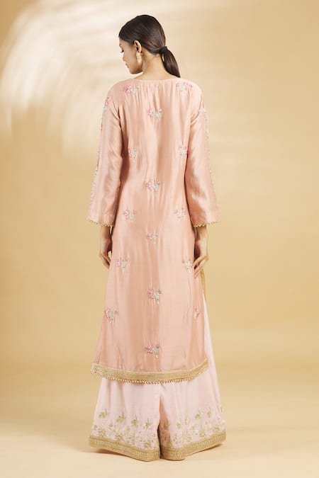 Shop Rahul Singh Pink Net, Chanderi Silk Embroidered Kurta Set at Aza Fashions Shop_Rahul Singh_Pink Net, Chanderi Silk Embroidered Kurta Set _at_Aza_Fashions