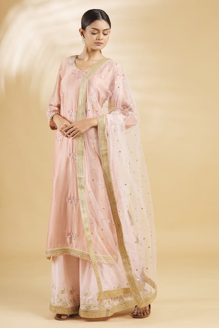 Buy Rahul Singh Pink Net, Chanderi Silk Embroidered Kurta Set Online at Aza Fashions Buy_Rahul Singh_Pink Net, Chanderi Silk Embroidered Kurta Set _Online_at_Aza_Fashions