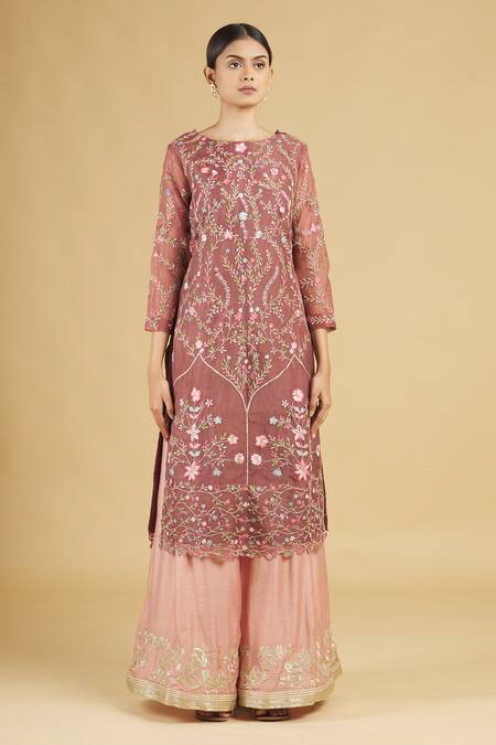 Rahul Singh Purple Net, Chanderi Silk Embroidered Kurta Set Online at Aza Fashions Rahul Singh_Purple Net, Chanderi Silk Embroidered Kurta Set _Online_at_Aza_Fashions