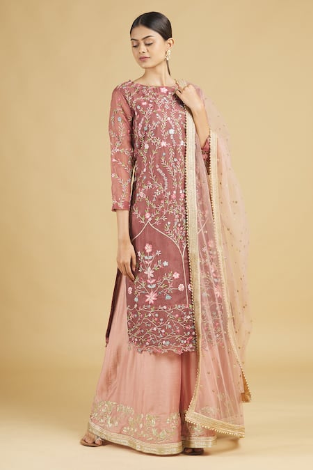 Rahul Singh Purple Net, Chanderi Silk Embroidered Kurta Set