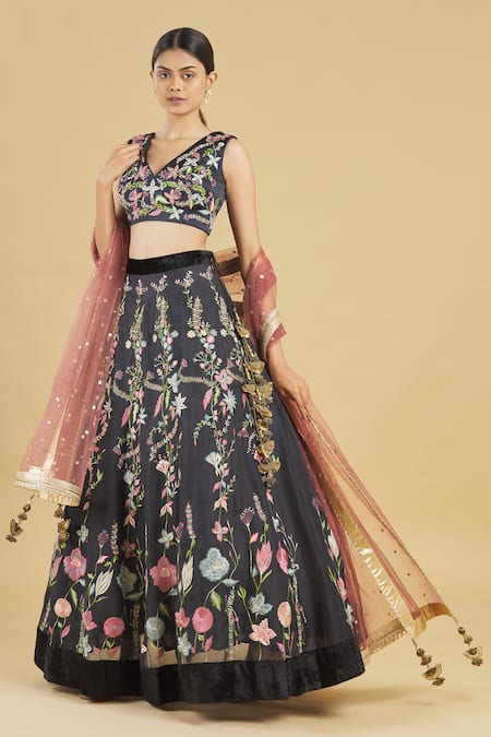 Rahul Singh Organza Embroidered Lehenga Set 