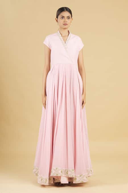 Rahul Singh Blue Organza, Cotton Silk Gown With Embroidered Jacket Online at Aza Fashions Rahul Singh_Blue Organza, Cotton Silk Gown With Embroidered Jacket _Online_at_Aza_Fashions