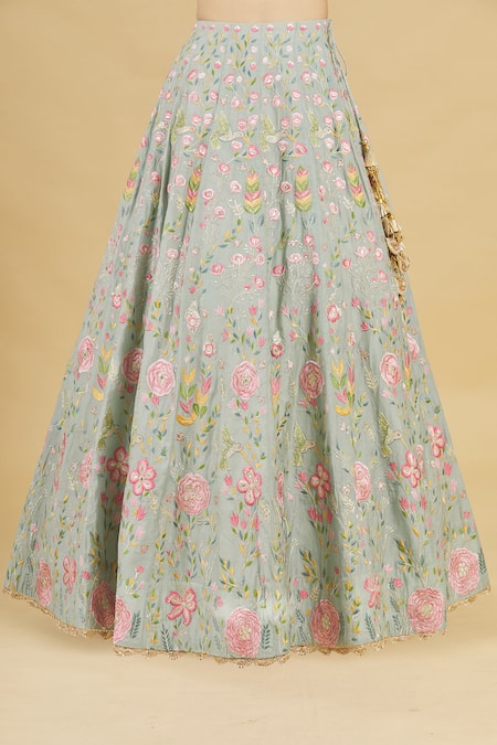 Shop Rahul Singh Blue Net, Chanderi Silk Embroidered Bridal Lehenga Set Online at Aza Fashions Shop_Rahul Singh_Blue Net, Chanderi Silk Embroidered Bridal Lehenga Set _Online_at_Aza_Fashions