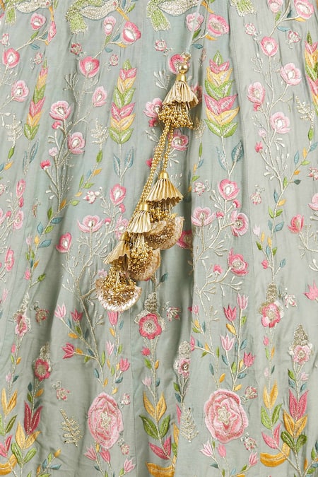 Rahul Singh Blue Net, Chanderi Silk Embroidered Bridal Lehenga Set at Aza Fashions Rahul Singh_Blue Net, Chanderi Silk Embroidered Bridal Lehenga Set _at_Aza_Fashions