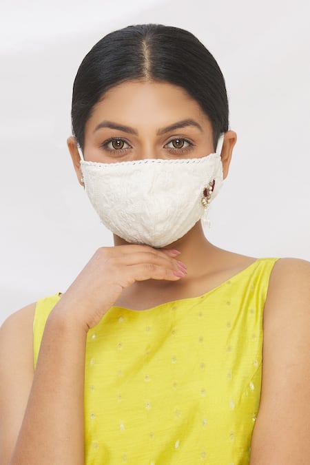 Arpan Vohra Chikankari Embroidered Potli Bag with Face Mask