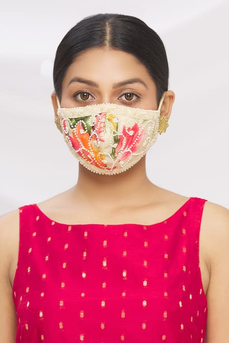 Arpan Vohra Chikankari Embroidered Potli Bag with Face Mask
