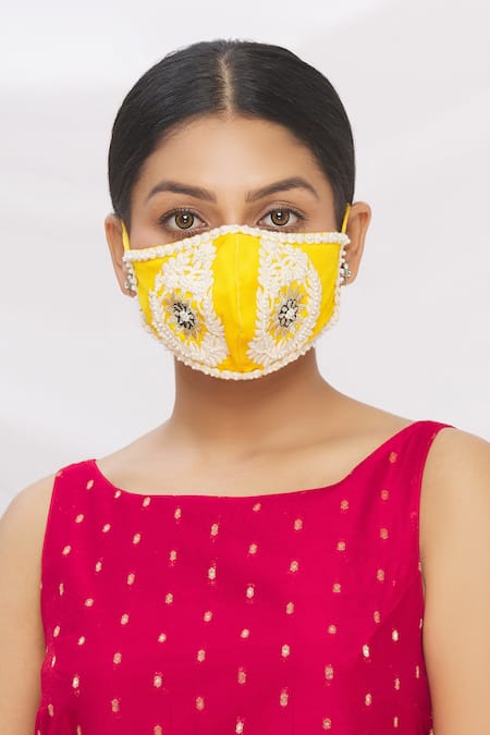 Arpan Vohra Chikankari Embroidered Potli Bag with Face Mask
