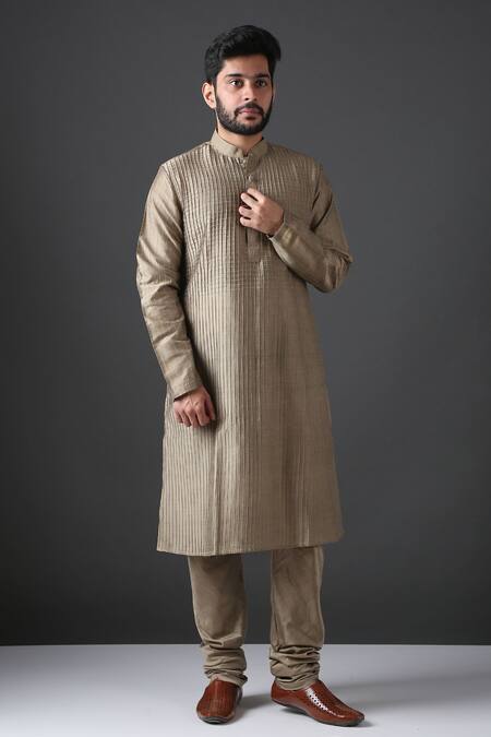 Minaki Green Poly Silk Pintuck Kurta Set Online at Aza Fashions Minaki_Green Poly Silk Pintuck Kurta Set _Online_at_Aza_Fashions