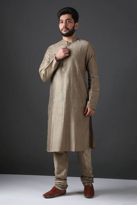 Buy Minaki Green Poly Silk Pintuck Kurta Set Online at Aza Fashions Buy_Minaki_Green Poly Silk Pintuck Kurta Set _Online_at_Aza_Fashions