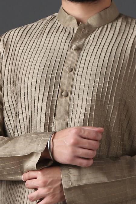 Shop Minaki Green Poly Silk Pintuck Kurta Set Online at Aza Fashions Shop_Minaki_Green Poly Silk Pintuck Kurta Set _Online_at_Aza_Fashions