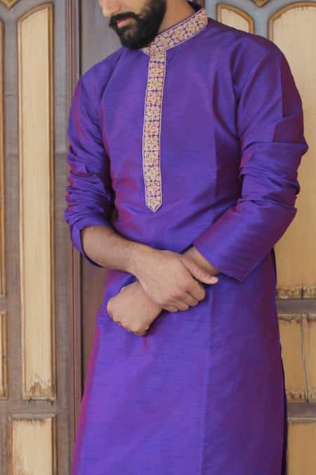 Rng Safawala Purple Silk, Cotton Kurta Set Online at Aza Fashions Rng Safawala_Purple Silk, Cotton Kurta Set _Online_at_Aza_Fashions