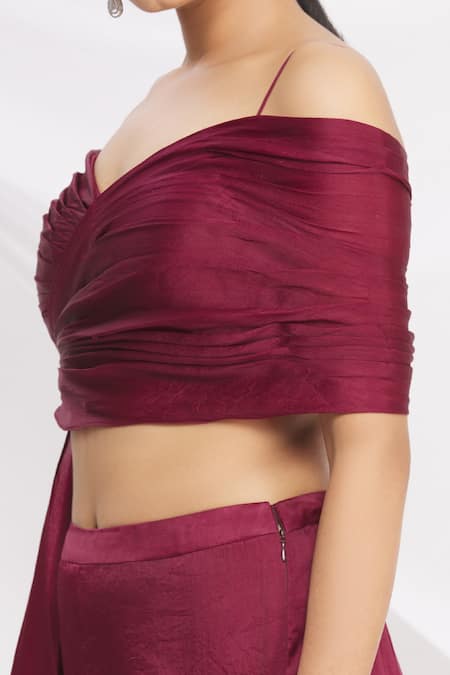 Nitika Kanodia Gupta_Maroon Pleated Sharara Set_at_Aza_Fashions