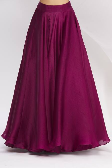 Shop_Nitika Kanodia Gupta_Purple Organza Draped Tunic And Lehenga Set_Online_at_Aza_Fashions