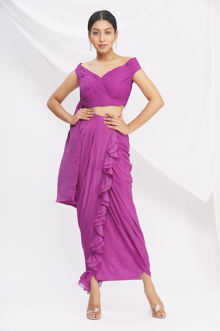 Nitika Kanodia Gupta Off Shoulder Top & Skirt Set 