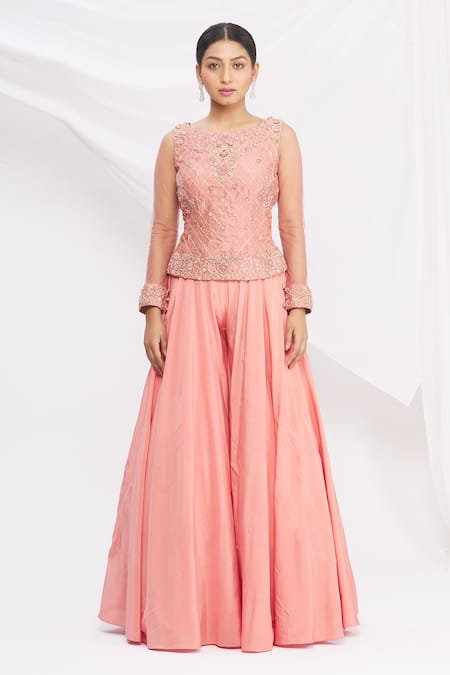 Buy_Nitika Kanodia Gupta_Pink Embroidered Palazzo Set_Online_at_Aza_Fashions