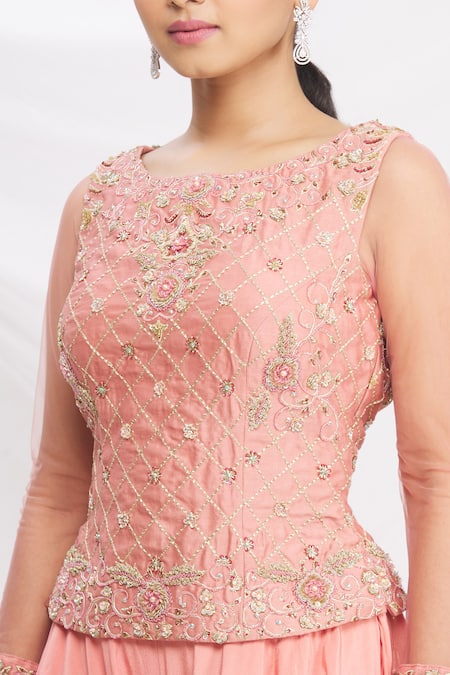Nitika Kanodia Gupta_Pink Embroidered Palazzo Set_at_Aza_Fashions