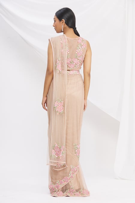 Rajat & Shraddha Pre-Draped Sheer Saree with Blouse 