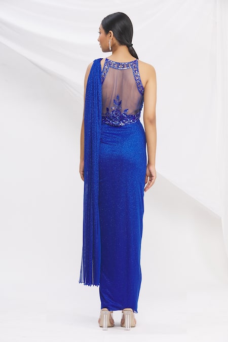 Rajat & Shraddha Pre-Draped Shimmer Saree with Blouse 