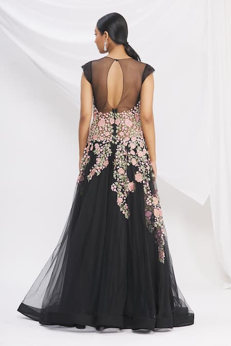 Rajat & Shraddha Floral Embroidered Flared Gown 