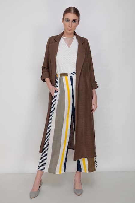 Shop_Arcvsh By Pallavi Singh_Multi Color Matka Silk Hand Painted Pant _at_Aza_Fashions