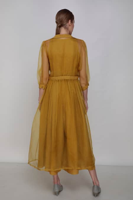 Arcvsh By Pallavi Singh Linen Jumpsuit with Silk Organza Dress 