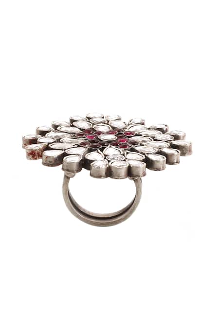 Sangeeta Boochra Handmade Kundan Floral Ring 